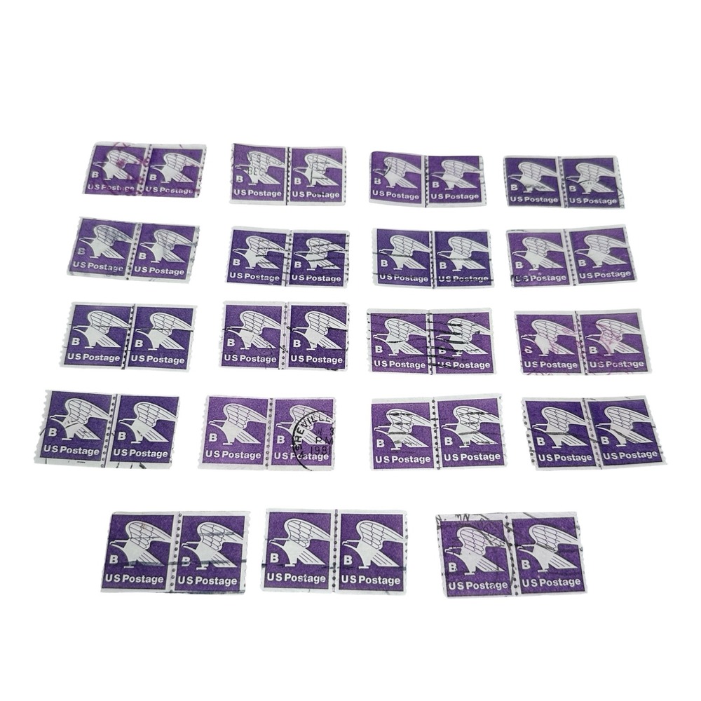 Vintage US Postage B Rate Eagle Purple Coil Pairs Used Stamps Lot of 19 Pairs